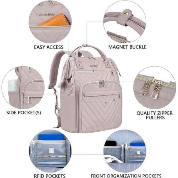 17 Inch Women's Laptop Backpack Computer Work Bag, Large - Picture 6 of 7